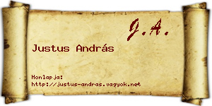 Justus András névjegykártya